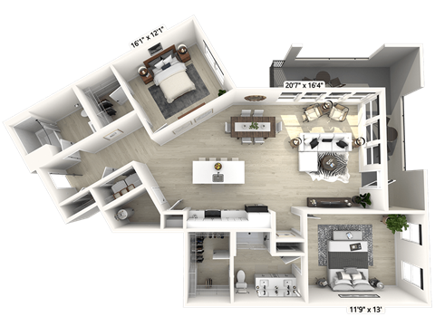 2 bed 2 bath E at Luxe 360 on Centerpointe Apartments, Virginia